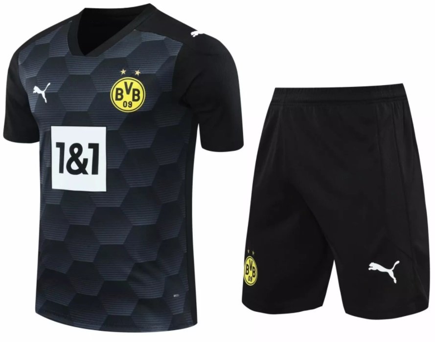 Kit infantil oficial Puma  Borussia Dortmund 2020 2021 Goleiro preto